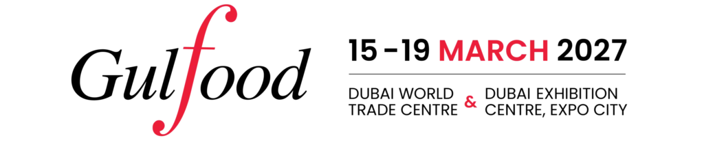 Gulfood logo with stylized red “f” and “March” text for event branding