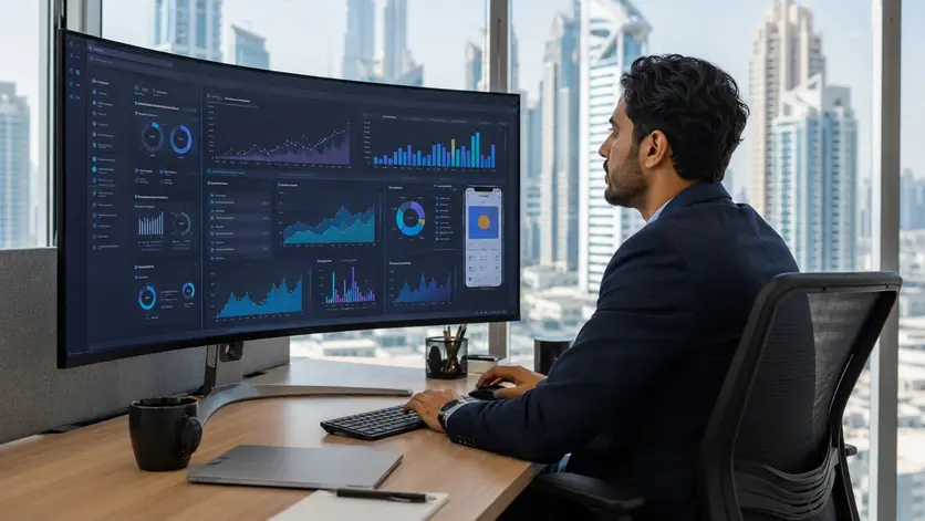 Mobile app advertising campaign dashboard showing user acquisition performance in the UAE