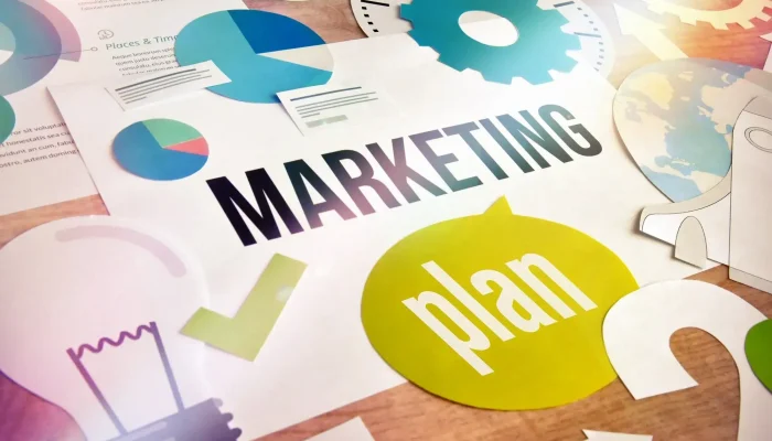 show the marketing plan on some papers